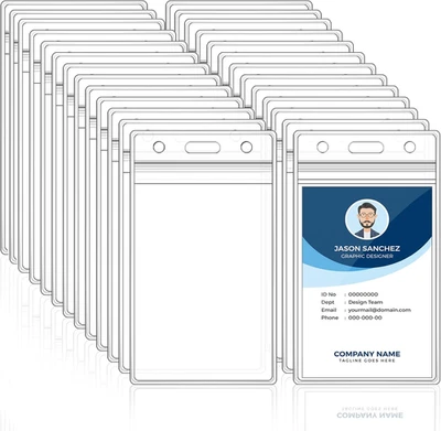 100 peças porta gafete vertical plastico transparente com zíper impermeável - Imagem 1 de 4