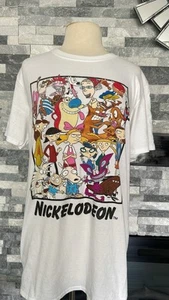 Nickelodeon Cartoons Collage 1990 T Shirt Sz L Rugrats Ren And Stimpy Rocko - Picture 1 of 5