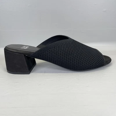 Zapatos Eileen Fisher para mujer talla 10 negros mulas tacón bloque deslizable punta abierta tejido Foto 1 de 4