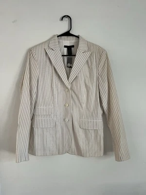 Blazer The Limited Blanco a Rayas Tres Botones Traje Chaqueta Oficina Mujer M Nuevo con Etiquetas Foto 1 de 4