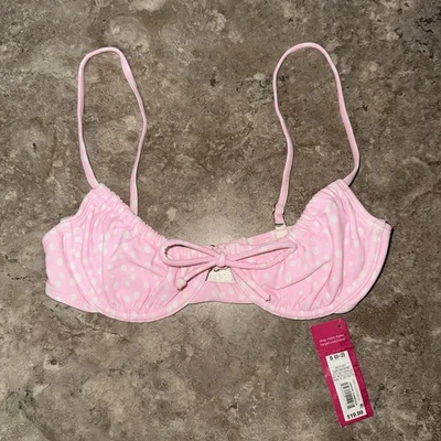 Nuevo con etiquetas Top de bikini para mujer rosa y blanco Polkadot talla pequeña (0-2) Foto 1 de 4