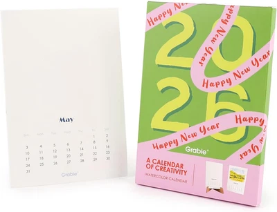 Juego de calendario de acuarela de 12 meses para 2026, papel premium, soporte Kraft resistente, 10 Foto 1 de 4