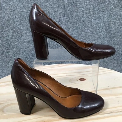 Zapatos Franco Sarto Mujer 7 M Aziza Bomba Tacones Bloque Sin Cordones Cuero Borgoña Foto 1 de 4