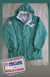 Vintage 90s Apex One Proline Philadelphia Eagles Kelly Green Parka Jacket Sz M - Picture 1 of 16