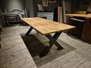 6ft Rustic Industrial Reclaimed Metal X Frame Dining Table . Handmade  farmhouse - Picture 1 of 9