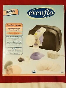 EVENFLO COMFORT SELECT AUTOMATIC CYCLING BREAST PUMP NEVER USED PORTABLE AC-DC 