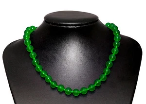 Ágata Verde Piedra Collar Gargantilla Length-45cm Chapado en Rodio Gancho - Imagen 1 de 2
