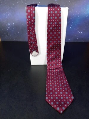 Hardy Amies Silk Geometric Dotted Maroon Blue Neck Tie Necktie - Image 1 of 3