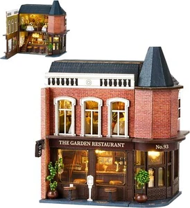 Dollhouse DIY Miniature Wooden Furniture Kit Mini Handmade Doll House with LED - Picture 1 of 7