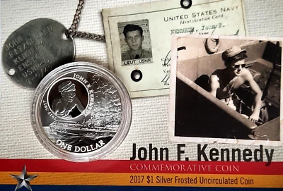 2017 Solomon Island John F. Kennedy Frosted Silver Dollar (in Assay). - Image 1 of 4