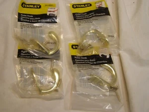 4 Stanley NOS einzelne Kleider-/Morgenhaken helle Messingoptik - Bild 1 von 6