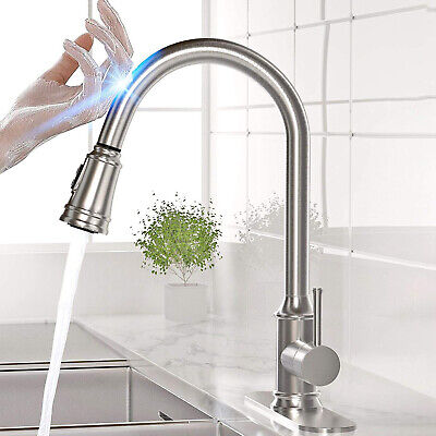 Touch Sensor Kitchen Sink Faucet With Sprayer Pull Down Automatic Mixer Tap US • 40.20$