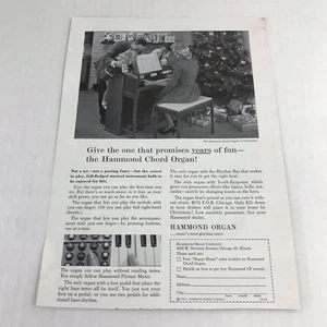 1960 Vintage Print Ad Hammond Chord Organ Family At Christmas  - Picture 1 of 4