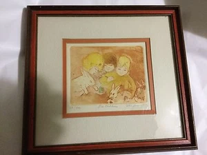 AUTÉNTICO Grabado enmarcado Joan Purcell "Los Niños" - 105/200 - Imagen 1 de 3