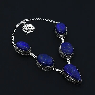 Collana In Lapis Lazuli In Argento Sterling 925 Per Regali Di Capodanno - Immagine 1 di 4