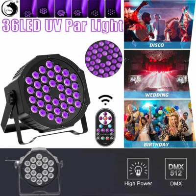 80W 36 LED UV/RGB Par Can Light Black Light DMX Wall Wash Bar Party Stage Lights - Image 1 of 4