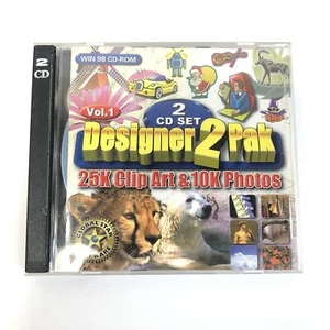 Windows 98 CD-ROM, Volume 1 Designer 2 Pak, 2 CD Set, 25K Clip Art & 10K Photos - Picture 1 of 5