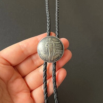 Collar de boda con cuerda de PU occidental corbata bolo jefe indio de latón nativo americano Foto 1 de 4