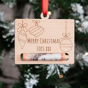 Personalised Christmas Baubles Money Holder Christmas Tree Bauble Decoration - Picture 1 of 1