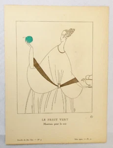 Vintage French 1920 Bon Ton Du Gazette Pochoir Print Edouardo Benito Fruit - Picture 1 of 6