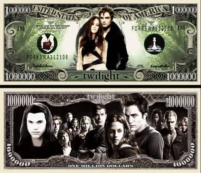 Twilight Million Dollar Bill Play Funny Money Novelty Note with FREE SLEEVE