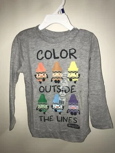 Camiseta 4T Niño Pequeño Gris Tema Crayón Caryola - Totalmente Nueva - Envío Gratis - Imagen 1 de 2