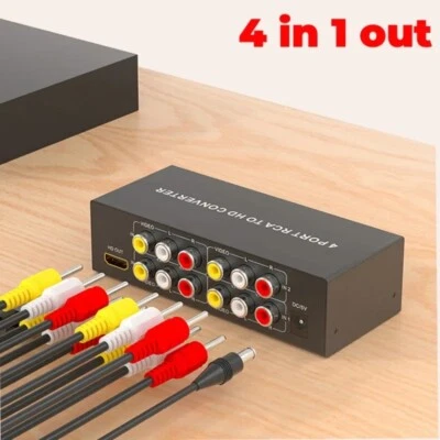 1080P AV to HDM Converter RCA to HDMI Composite Switcher Video Audio 4 in 1 out - Bild 1 von 4