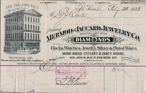 1888 Billhead Mermod & Jaccard Jewelry Co. Diamond Dealers St. Louis MO - Picture 1 of 5