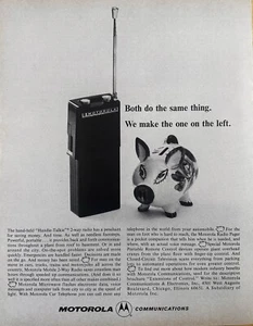 Motorola Communications 1966 anuncio impreso original, teléfono móvil talkie, radiofono - Imagen 1 de 1