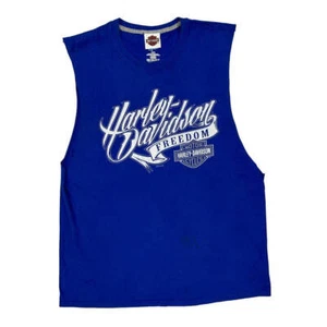Buckminn'S D&D Harley Davidson Graphic Vest - Large Blue Cotton Blend - Picture 1 of 7