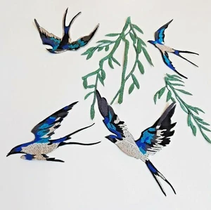 Birds Handmade Embroidered Patches Set - Picture 1 of 9