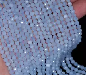 Blue Lace Agate 3MM Round Micro Faceted Rondelle Beads Strand AAA Gemstone 15.5" - Picture 1 of 4