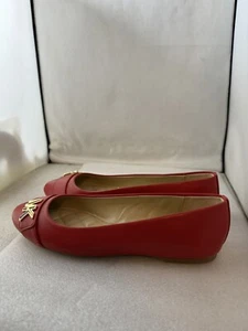Michael Kors JILLY BALLET Flats Crimson Red Leather Shoes Women Sz 7.5 M - Picture 1 of 12