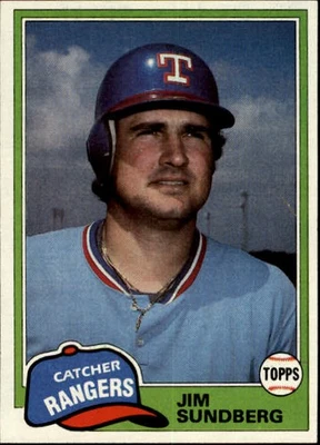 Tarjeta de béisbol 1981 Topps #95 Jim Sundberg ~ grado: casi nueva Foto 1 de 2