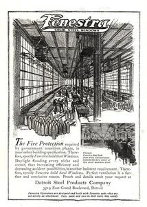 1918 Fenestra Steel Windows: Fire Protection Vintage Print Ad - Picture 1 of 1