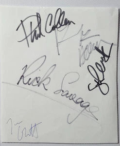Def Leppard Signed cut 80s LINEUP Steve Clark signed +Elliot Savage Collen Allen - Picture 1 of 8