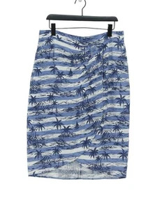 Collectif Women's Midi Skirt UK 18 Blue Cotton with Viscose Straight & Pencil - Picture 1 of 5