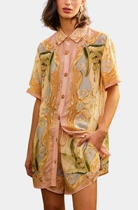 Farm Rio Mulitcolor Banana Royalty Kaleidoscope Short & Blouse Outfit SZ S/M NWT - Picture 1 of 7