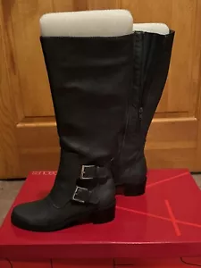 AEROSOLES WOMENS RIDING BOOT GREY SIZE 6M WIDE CALF NEW - Picture 1 of 12