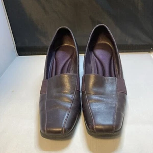 Liz Baker Damengröße 6,5 M pflaumefarbenes Leder-Obermaterial Halbschuhe Freizeit-Absatzschuh - Bild 1 von 11