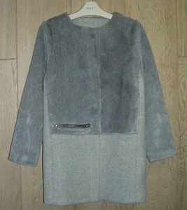 NEXT Girls Grey Faux Fur Long Coat Jacket Age 9 134cm - Picture 1 of 4