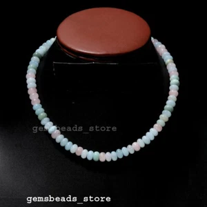 925 Sterling Silver Morganite Quartz 8-9MM Smooth Healing Gemstone Necklace 18" - Picture 1 of 9