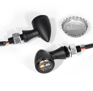 3in1 Blinker-Rücklicht-Bremslicht LED Mini Micro Alu Schwarz getönt ECE Chopper - Picture 1 of 7