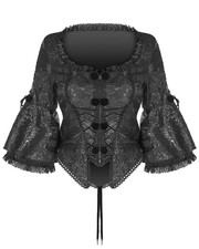 Punk Rave Womens Gothic Renaissance Short Jacket Black Jacquard Lace Regency VTG