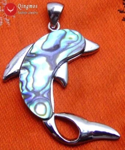 Colgante de carcasa de abulón natural con forma de delfín de 40 mm para mujer bolígrafo de joyería193 - Imagen 1 de 2