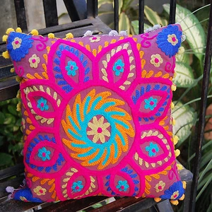 Indian Pillow Cases Suzani Embroidery Handmade Cushion Cover Christmas Decor - Picture 1 of 3
