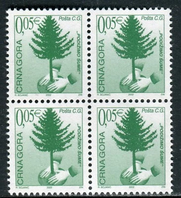 010 - MONTENEGRO 2002 - Forest Protective - MNH Set - Block of 4 - Image 1 of 2