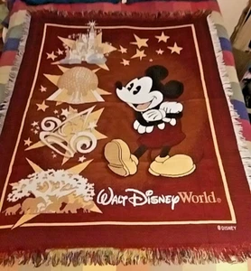 Disney World Park Icons Mickey Mouse Woven Tapestry Throw Blanket 48 x 58 Red - Picture 1 of 24