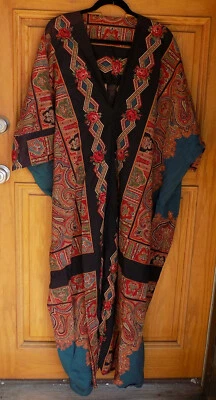 Handmade Ladies Size Plus One Size Multi Color Tribal Print S/S Long Dress - Image 1 of 2