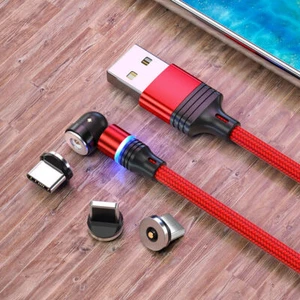3-in-1 180°+360° Magnetic Charger Cable For Apple Micro USB Type-C Samsung LG - Picture 1 of 18
